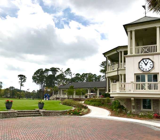 Harbour Town golf course club house at entrance to RBC Heritage
