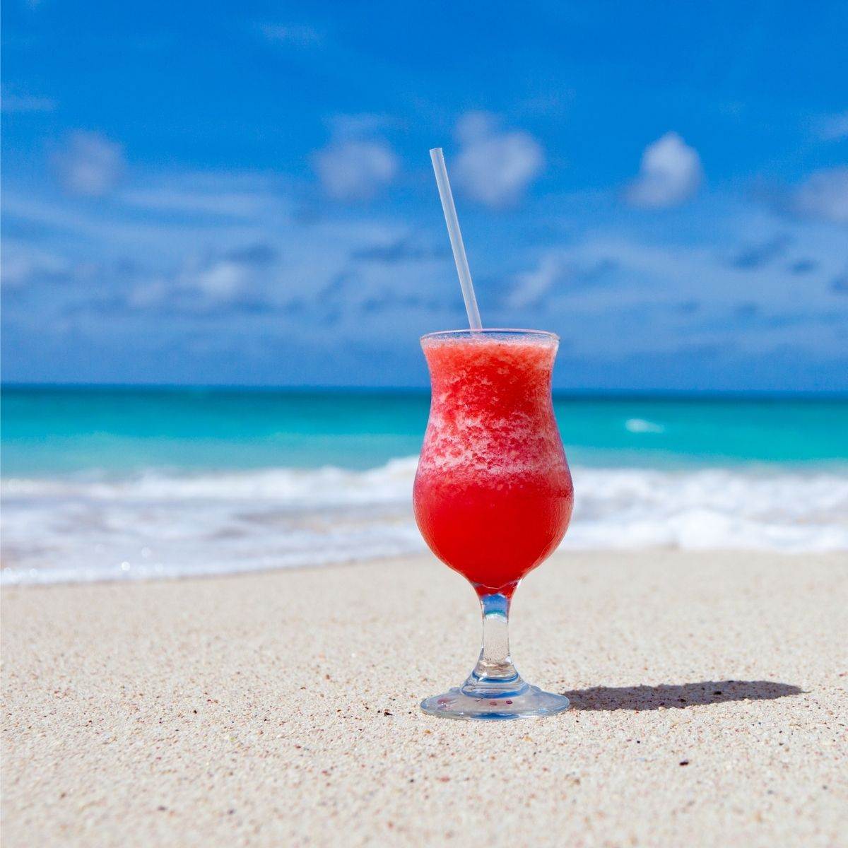 Frozen strawberry daquiri on the beach