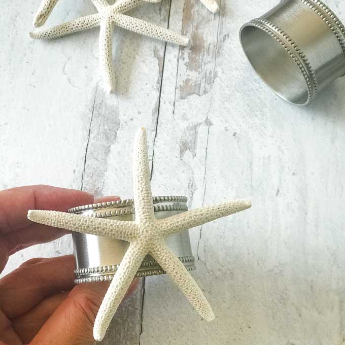 Finished DIY starfish napkin ring
