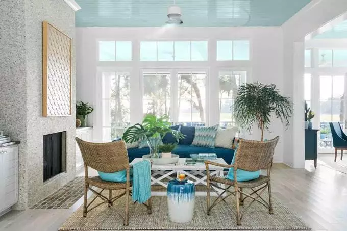 The HGTV Dream Home 2020 great room with views of the salt marsh.