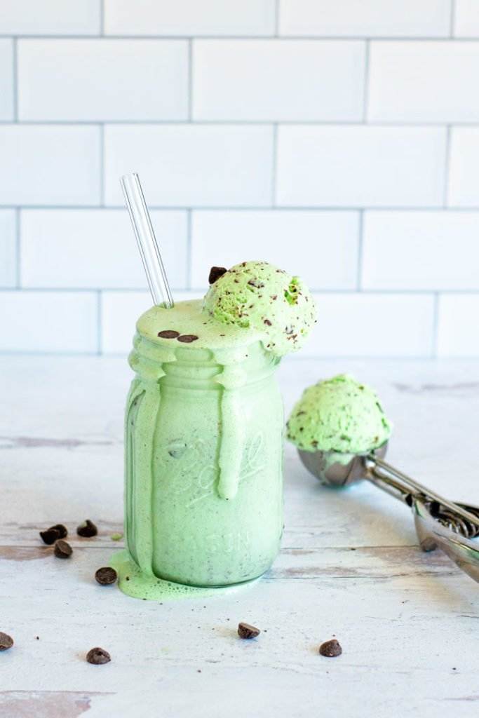 Boozy Shamrock Shake with Ice Cream