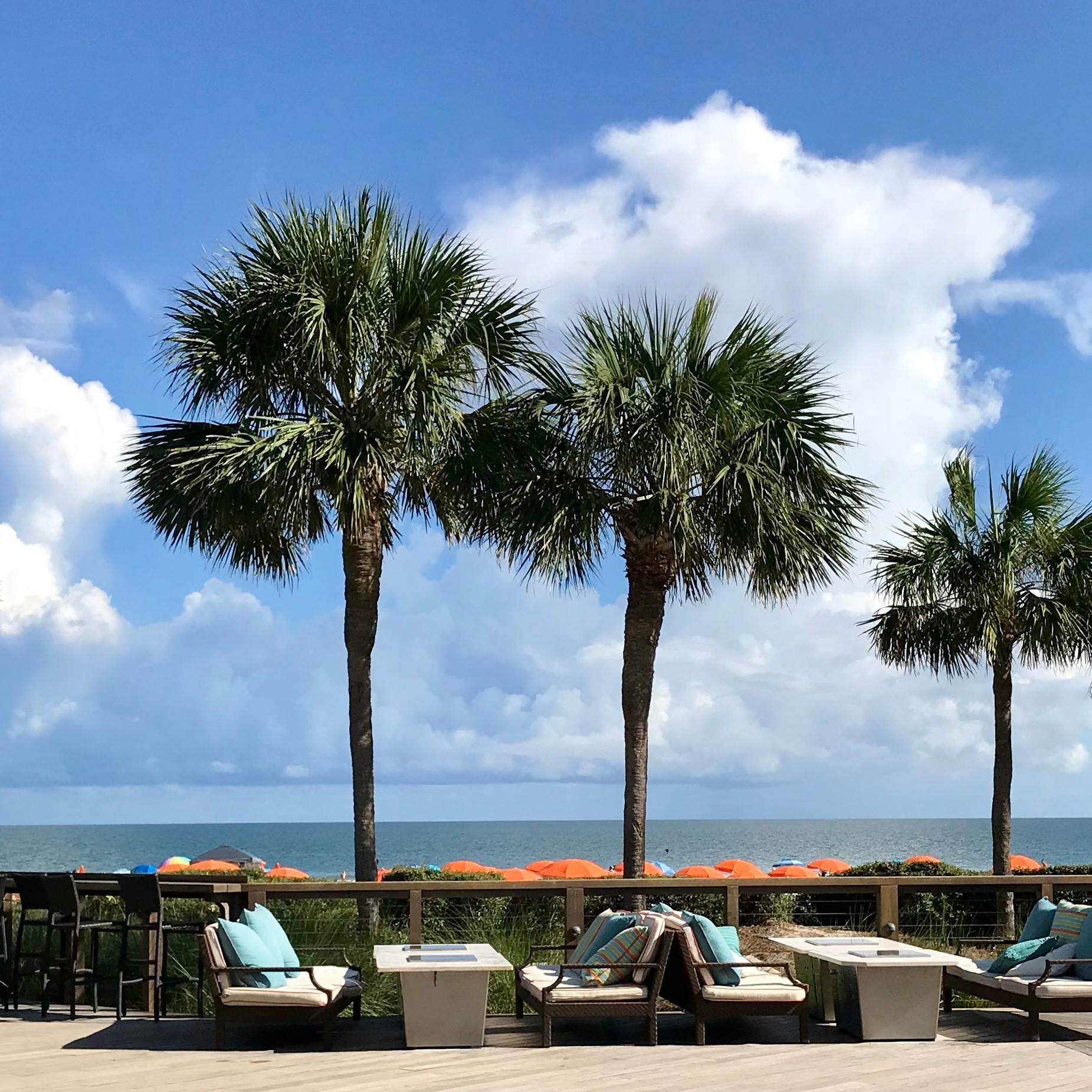 Sea Pines Beach Club patio overlooking the ocean.