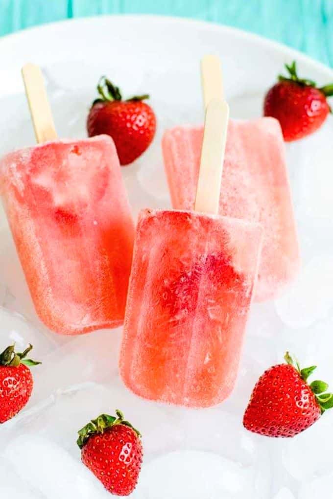 Strawberry rose popsicles