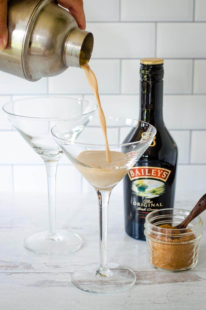 Baileys pumpkin spice cocktail pouring into glass