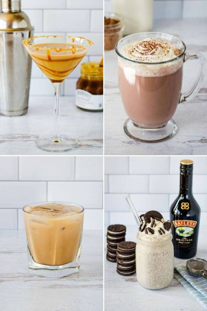 Baileys hot chocolate, milkshake, white Russian, caramel martini