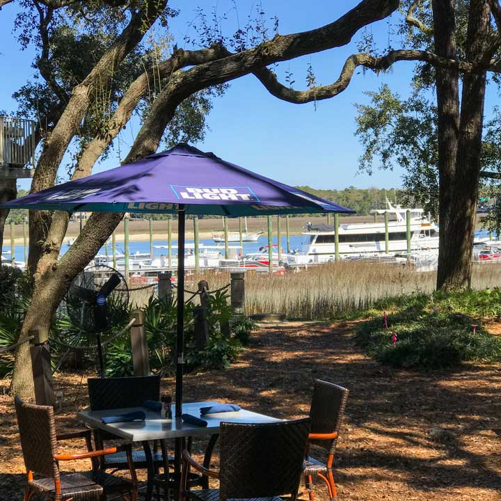 Water view from Black Marlin outdoor tables