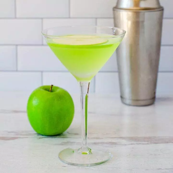 Green apple martini cocktail