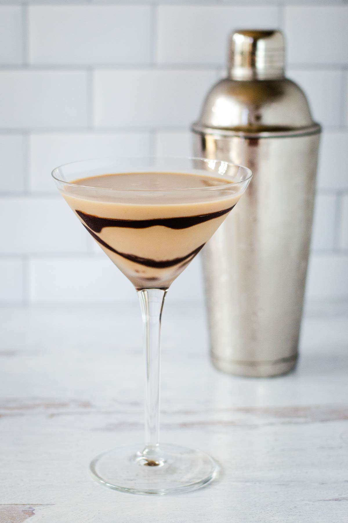 Tiramisu martini with cocktail shaker