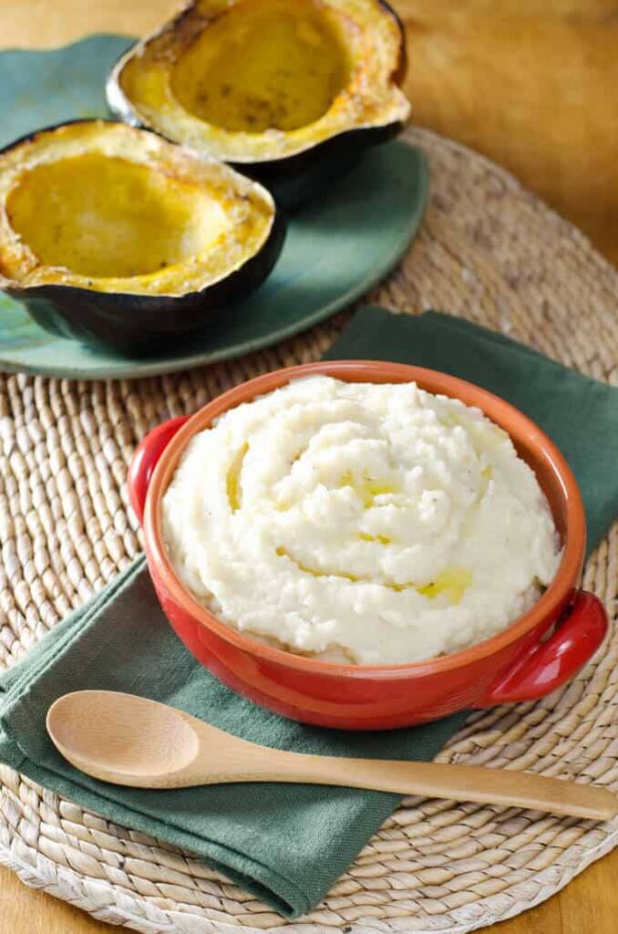 Cauliflower celery root mash with acorn squash