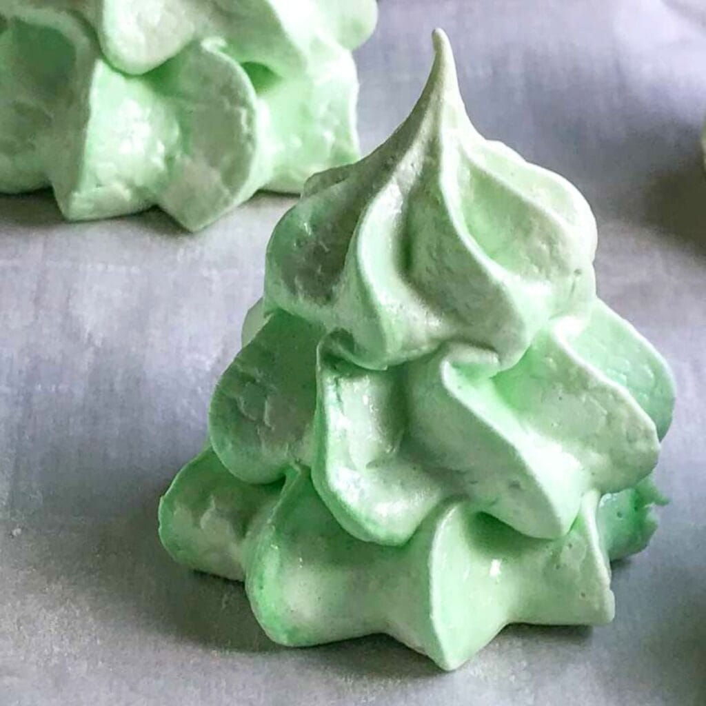 Green Christmas tree meringue