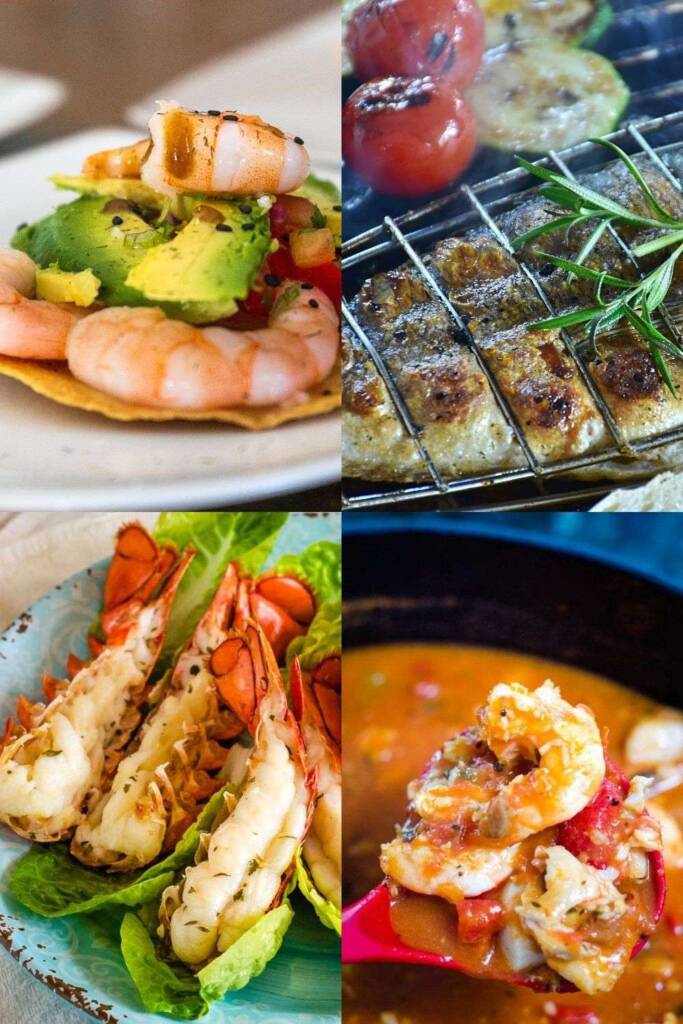 Fish, shrimp, lobster