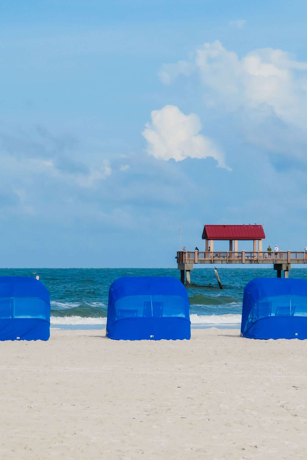 Clearwater Beach pier and cabanas