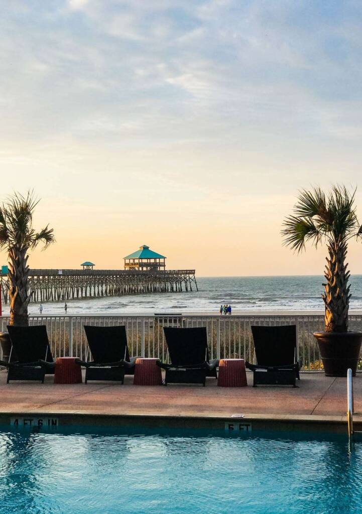 View of Folly Pier from the Tides hotel pool