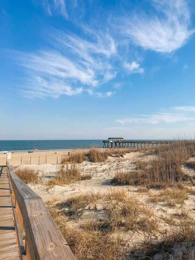 View of Tybee Pier from 15th Street boardwalk.