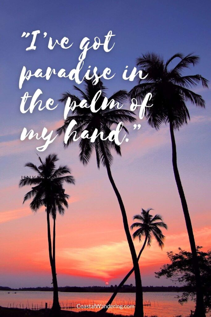 ’ve got paradise in the palm of my hand.”