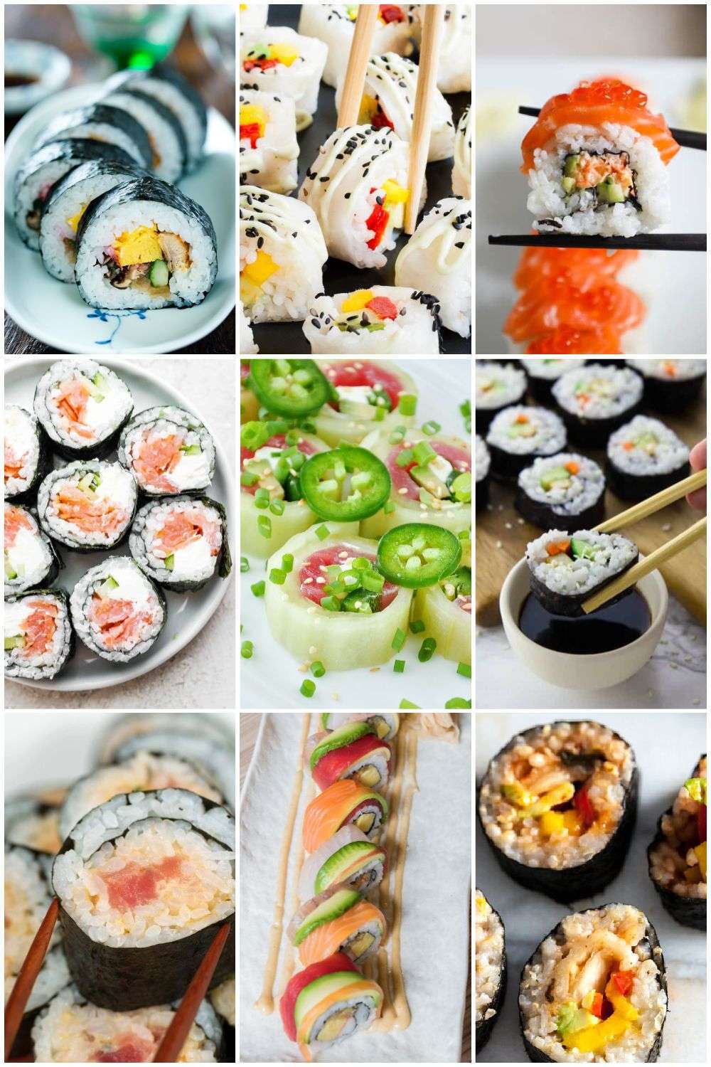 Sushi roll collage
