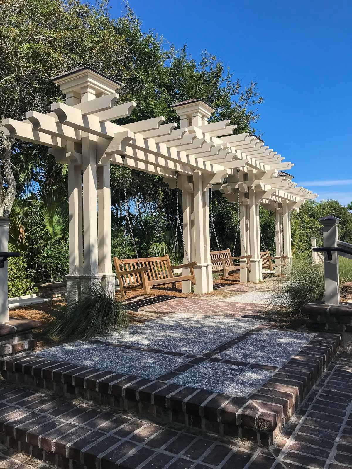 Shaded seating in the park