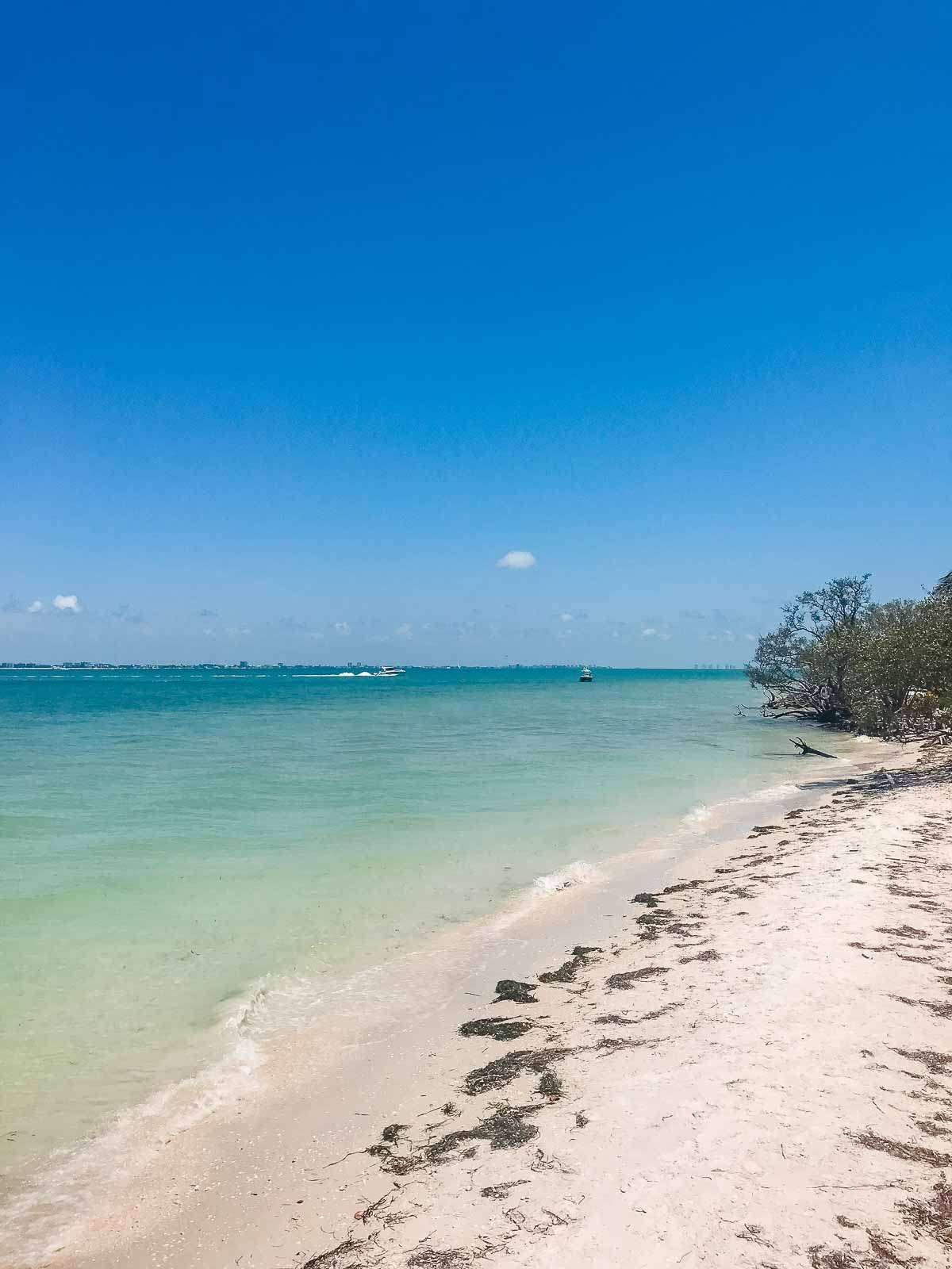 Florida beach with blue green water.