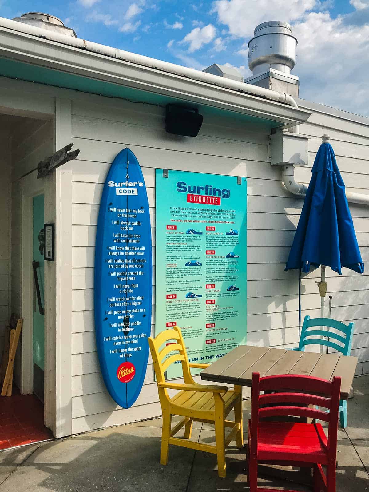 Rita's patio with surf signs