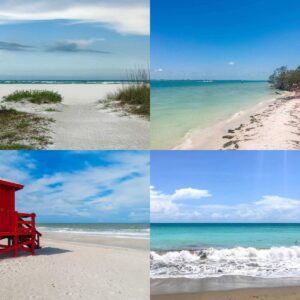 Florida islands beach views including Marco Island, Sanibel, Sand Key and Hutchinson Island.