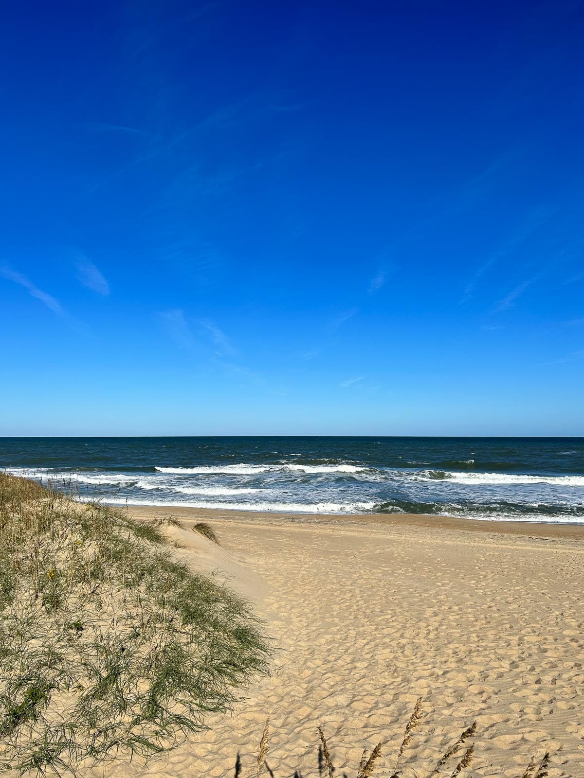 Beach and sand dunes at Kill Devil Hills, NC in the Outer Banks.