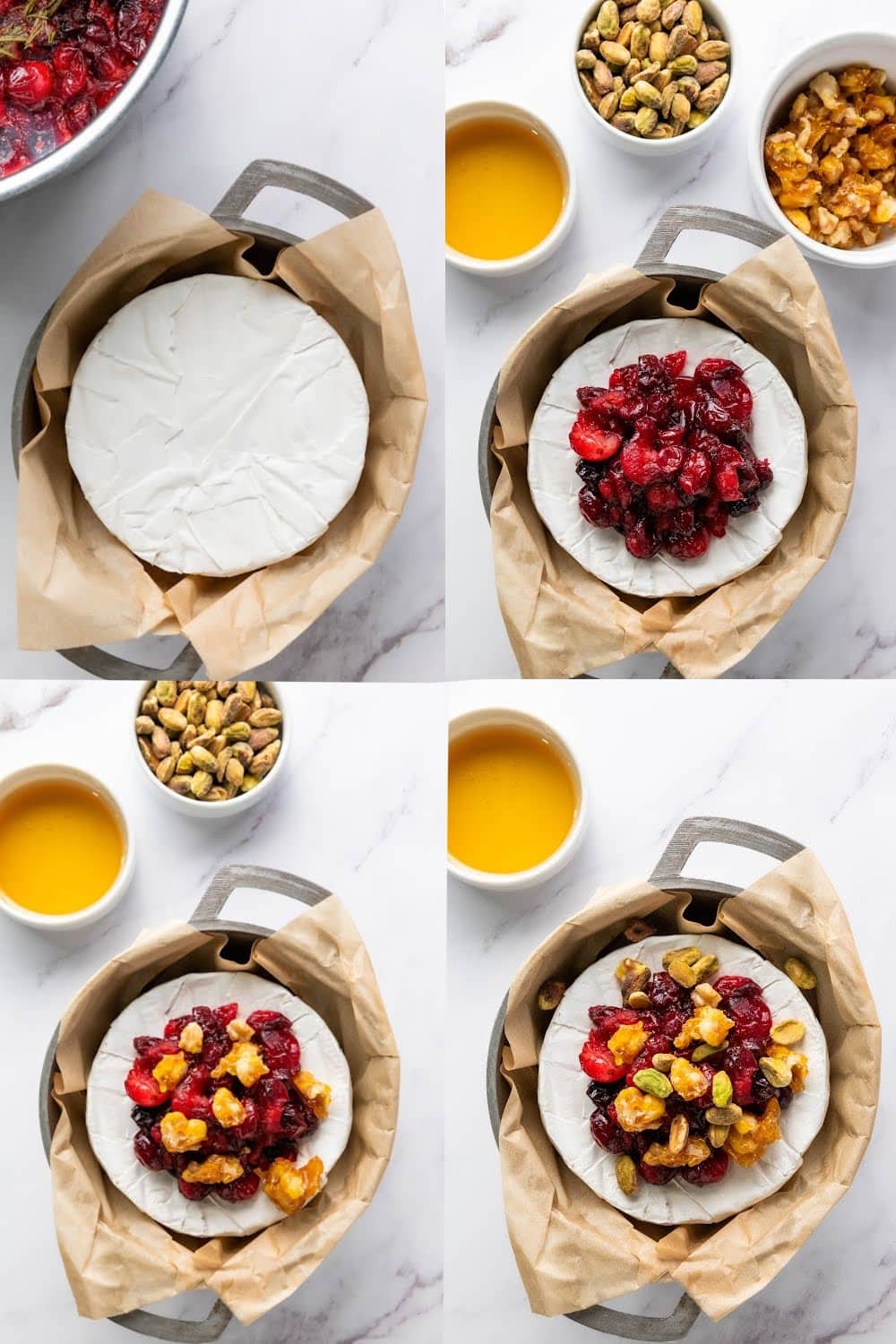 Assembling cranberry brie step-by-step photos.