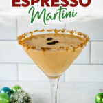 Eggnog espresso martini easy holiday cocktail recipe.