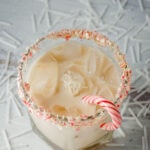 Peppermint White Russian with candy cane.