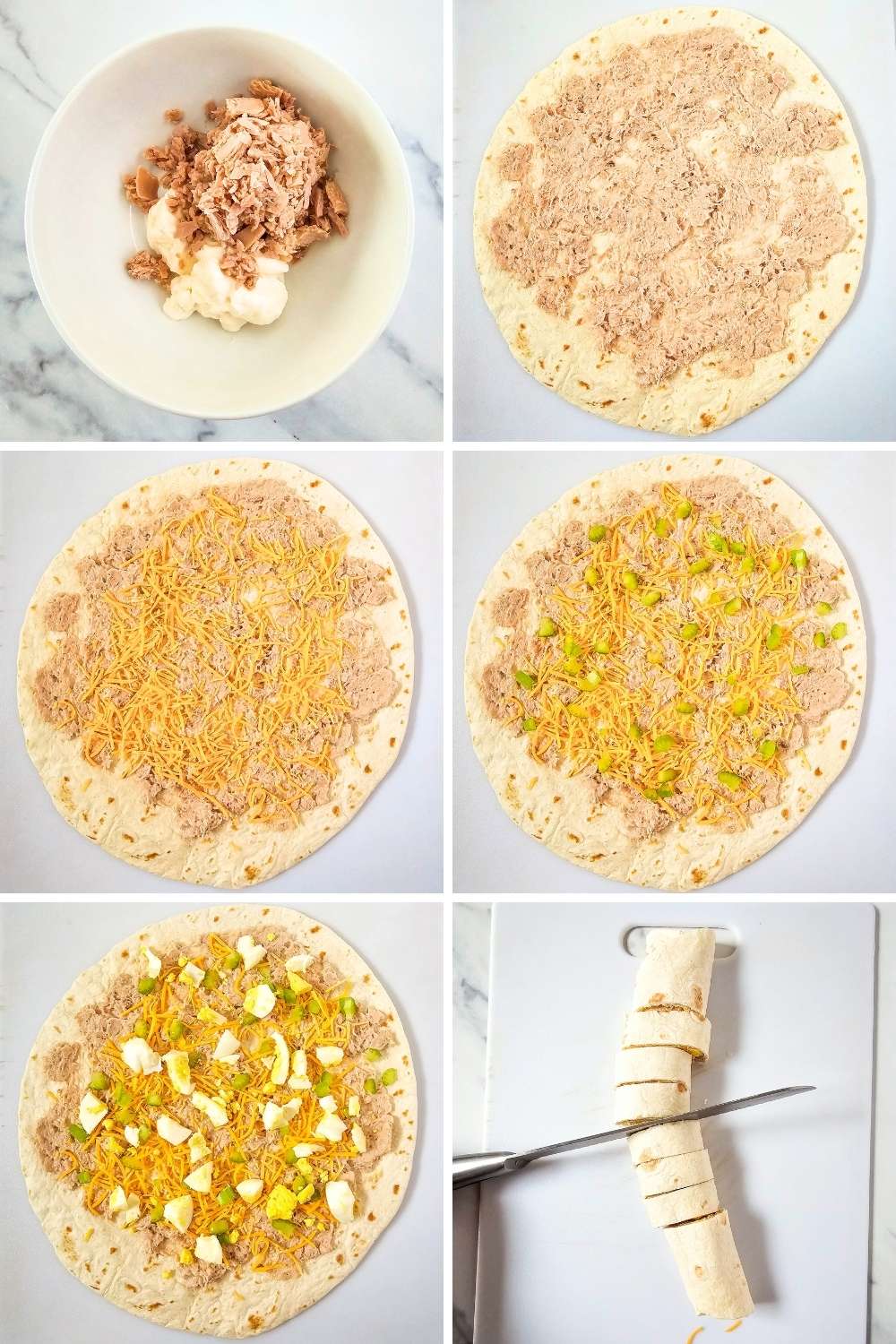 Tuna tortilla rollup step-by-step photos