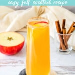 Apple cider mimosa easy fall cocktail recipe.